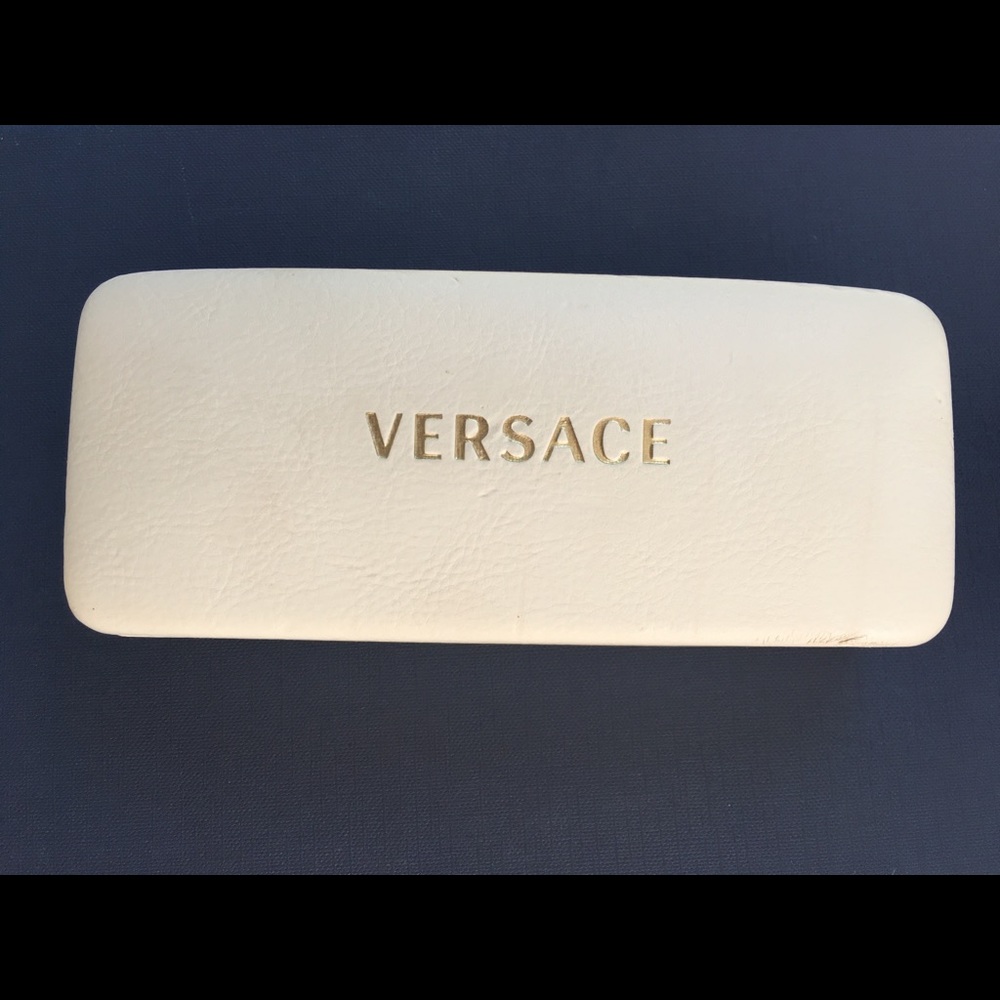 Versace eyeglasses hard case white with gold - Picture 1 of 8
